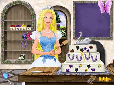 Barbie as Princess Bride -- Baking and decording a cake while wearing an unnaturally glassy stare
