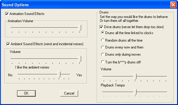 Combat Chess - Sound Options Dialog