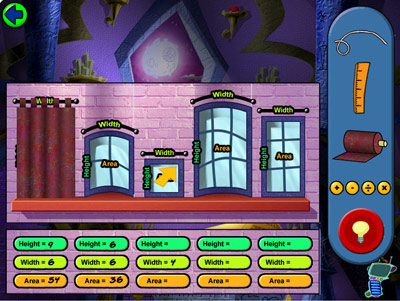 Cyberchase: Castleblanca Quest -- Drape measuring and cutting game