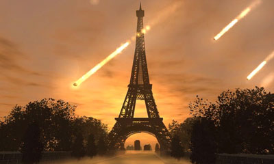 Golem intro FMV -- Meteors take down the Eiffel Tower