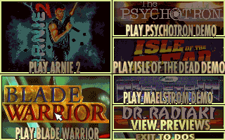 Selection Menu for a bunch of Merit-published titles