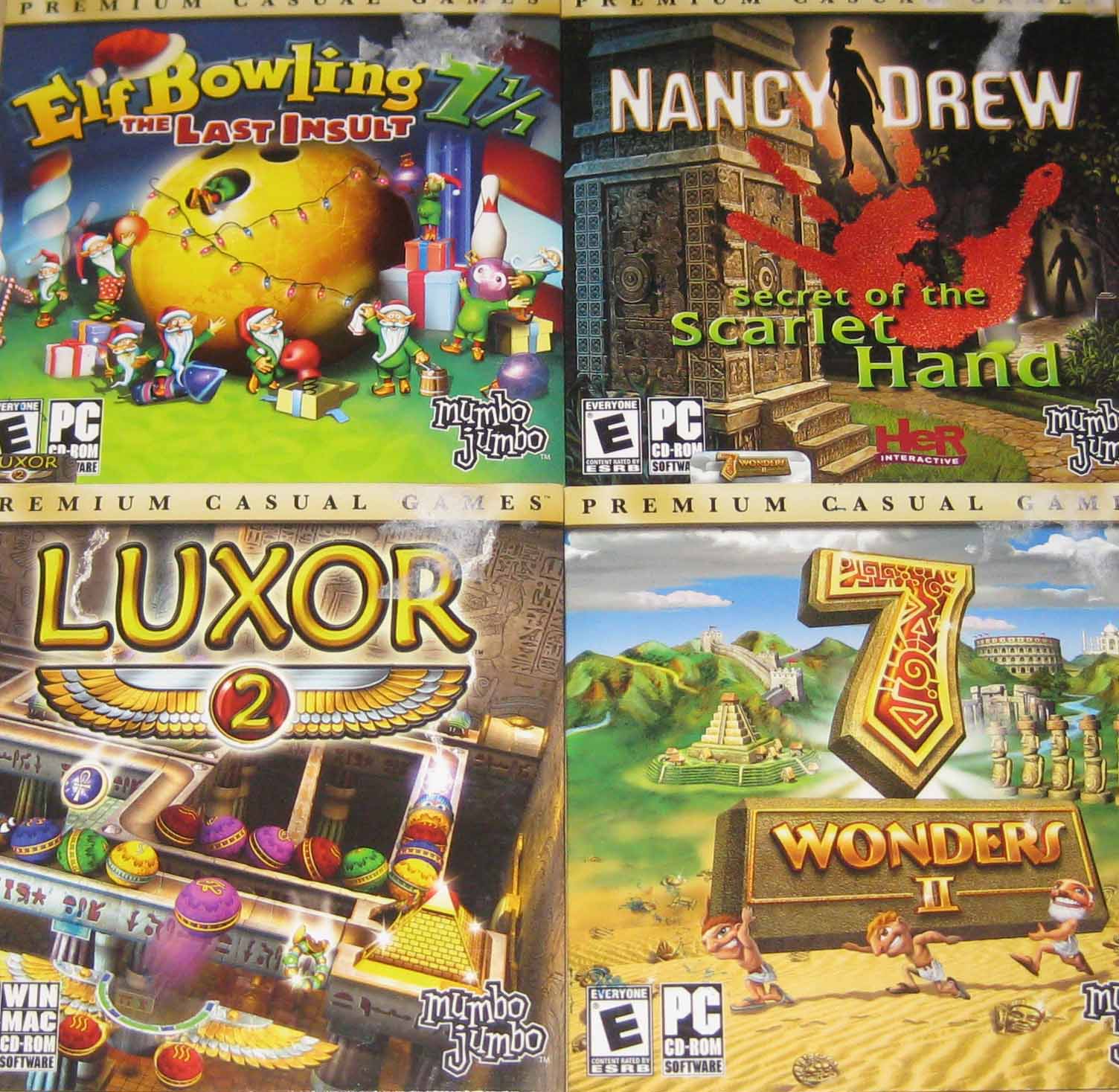 Lot of 7 Premium Casual Games, Mumbo Jumbo, 1 New, 6 Preowned, Tested, PC  CD-Rom