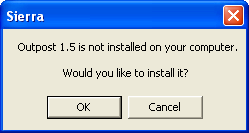 Sierra On-Line Outpost install dialog