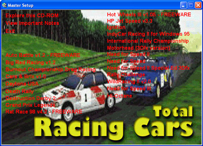 Total Racing Cars Menu